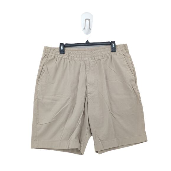 Uniqlo Men XL Dry Stretch Easy Shorts Khaki Brown 8" Inseam Twill Elastic Pocket - Picture 1 of 8